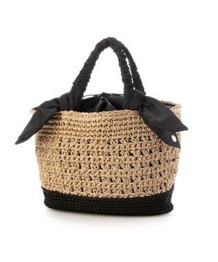 UNBILLION カシュカシュ cachecache / 下がりリボン切替編みトート ブラック