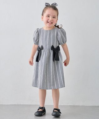 ANY KIDS 【洗濯機可能】サッカー ストライプワンピース ブラック