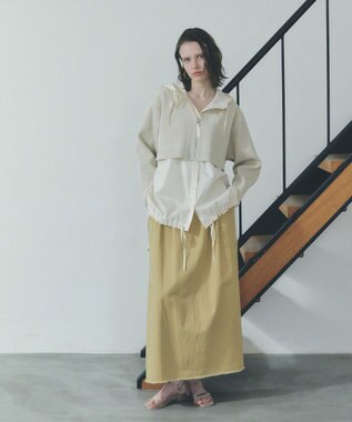 YECCA VECCA ZIPニットレイヤードフーディーシャツ Light Beige