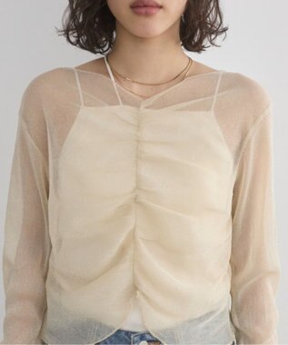 WEGO 【ANGIE VINTAGE】シャーリングラメシアートップス ライトベージュ