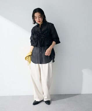 Green Parks 【WEB限定】ＳＥＴ２点フリルビスチェ＋シャツチュニックⅡ Black