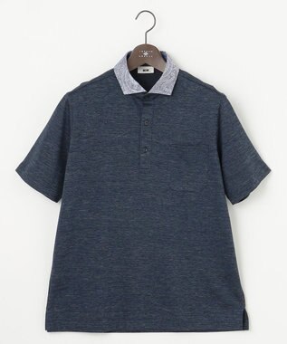 JOSEPH ABBOUD 【リネン素材/吸水速乾/日本素材】リネンハニカム ダディ ポロシャツ ネイビー×ペイズリー
