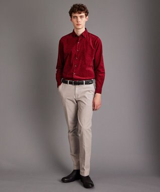 JOSEPH ABBOUD 【ソフトな着心地/I単品羽織にも】 コーデュロイフラワープリント シャツ レッド系5