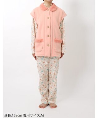 Wing ベスト 3分袖 ショート丈(腰付近) フリース素材 ボア使用(裏側) 保温性 あたたかい 前開きタイプ レディース EX2070 ウイング／ワコール オレンジ