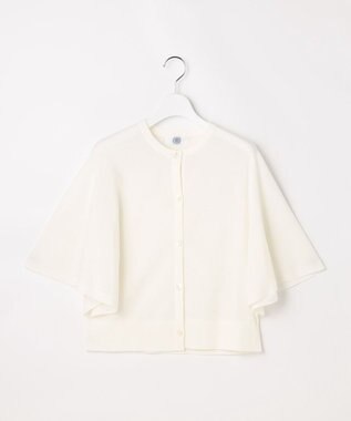 J.PRESS LADIES COTTON ACETATE DRY バタフライスリーブ カーディガン オフホワイト系