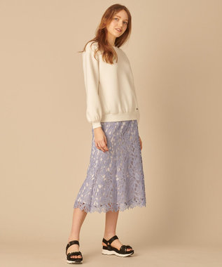 【WEB限定】【TOCCA LAVENDER】Tulips Lace Skirt スカート, サックスブルー系, 0