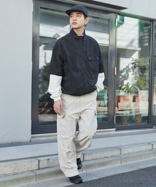 WEGO 【ウエストゴム/MLサイズ展開】ナイロンイージーカーゴパンツ ライトグレー