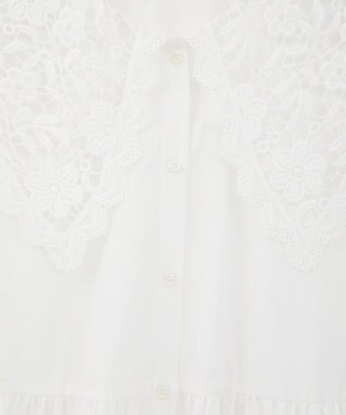 earth music&ecology 【コットン混】レース襟フレアヘムブラウス Off White