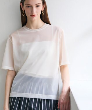 BEIGE， SELEN / リブコンビ シアーTシャツ Ecru