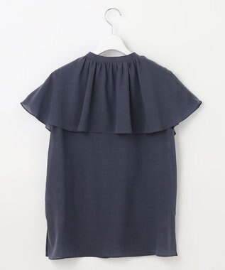 自由区 【洗える・XSサイズあり】キュプラコットンブロード ブラウス ネイビー系