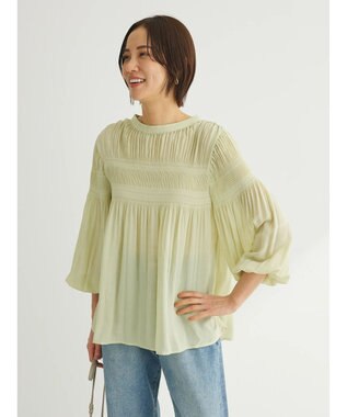 Green Parks マジョリカプリーツブラウス Light Green