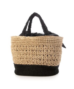 UNBILLION カシュカシュ cachecache / 下がりリボン切替編みトート ブラック