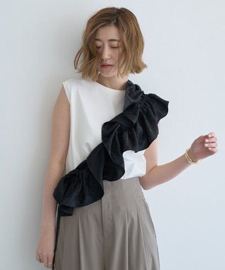 YECCA VECCA コットンスムースノースリーブトップス Off White