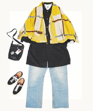 nitorito 【UNISEX】tanbo チェック柄 ストール yellow