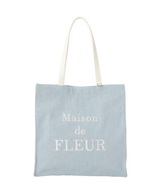 Maison de FLEUR デニムブランドロゴスクエアトートバッグ Light Blue