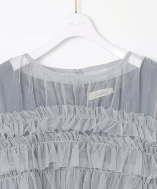 ANY SIS 【Lily Calin】チュールフリルトップス×ドレスセット ブルー×アイスグレー