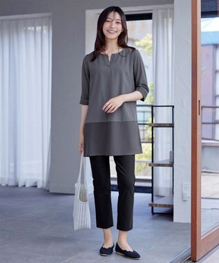 Tiaclasse L 【新色追加】バイカラーチュニック ミント