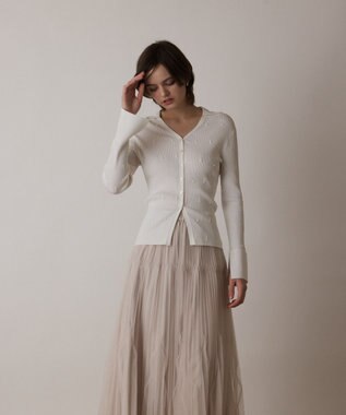 ビジューリブニットトップ