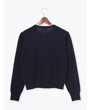 Te chichi 金釦ポケット付きクルーカーディガン ネイビー