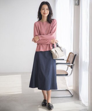 J.PRESS LADIES 【洗える・吸水速乾】MERCERIZED CORD LINEN ニット ピンク系