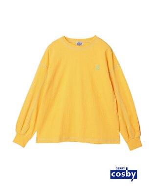 earth music&ecology Ｃｏｓｂｙ×ｅａｒｔｈ　配色ステッチロングＴシャツ Yellow