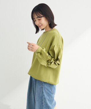 Green Parks ・ｓｗｉｎｇ　ｂｙ　フリルスリーブプルオーバー Lime Green