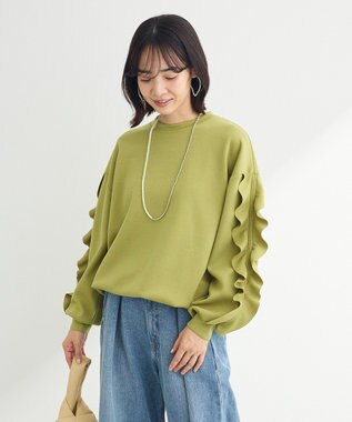 Green Parks ・ｓｗｉｎｇ　ｂｙ　フリルスリーブプルオーバー Lime Green