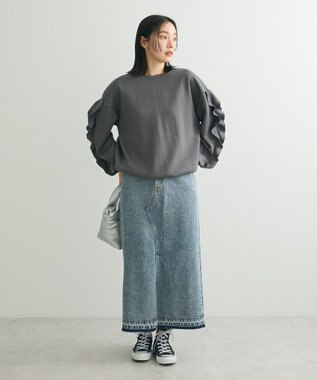 Green Parks ・ｓｗｉｎｇ　ｂｙ　フリルスリーブプルオーバー Charcoal Gray