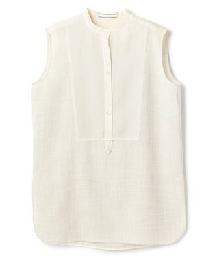 BEIGE， GOSHE / サテン切替 シアースタンドブラウス Ecru