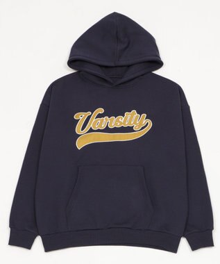 WEGO 裏起毛グラフィックビッグプルパーカー ネイビー