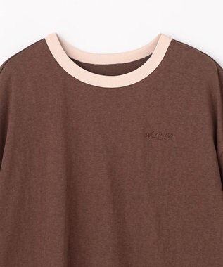 ANY リンガーTシャツ ブラウン×ピンク