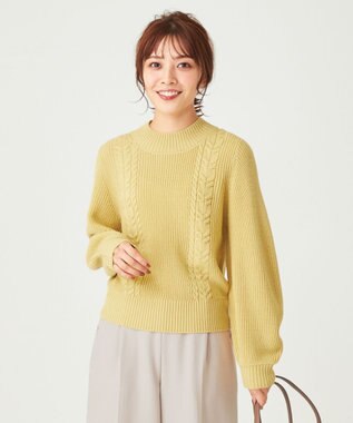 ANY SIS 【洗える】スフレケーブルパフスリーブ ニット ライトイエロー