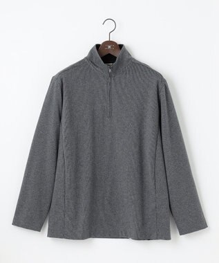 JOSEPH ABBOUD 【キングサイズ・保温性/軽量り/ジャパンファブリック】ストライプジャカードジップ  プルオーバー グレー系1