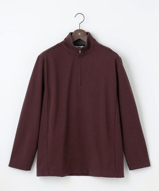 JOSEPH ABBOUD 【キングサイズ・保温性/軽量り/ジャパンファブリック】ストライプジャカードジップ  プルオーバー ワイン系1