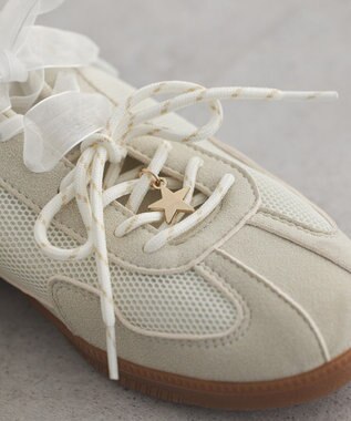 earth music&ecology チャーム付きＷリボンスニーカー Beige