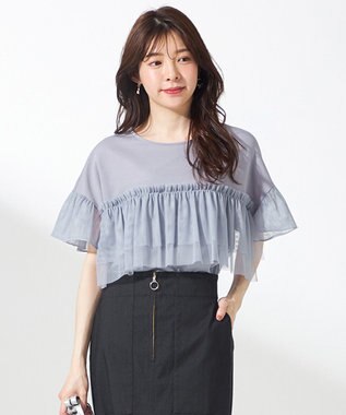 ANY SIS S 【洗える】チュール重ね プルオーバー