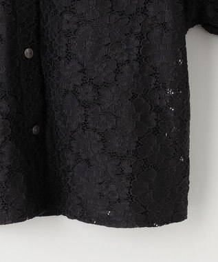 Feroux 【洗える】レース ブラウス ブラック系