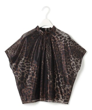 ICB L 【洗える】シアーカールマイヤー ブラウス ブラウン系