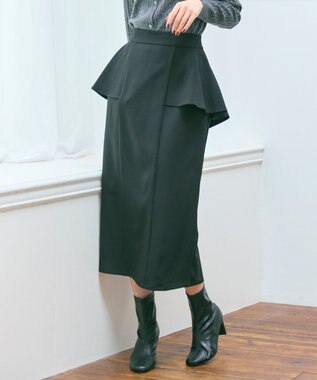 Feroux 【2WAY】サス付きペプラムデザイン スカート ブラック系