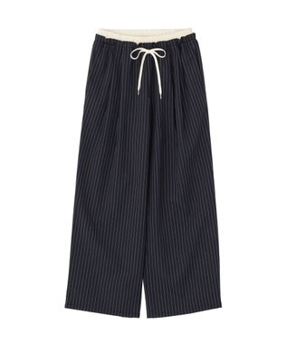 AMERICAN HOLIC 【マルチ機能】Wウエストパンツ Stripe Navy