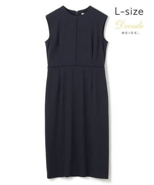BEIGE， 【Lsize・セットアップ対応】CINDY / 配色ライン クルーネックドレス Navy x Black