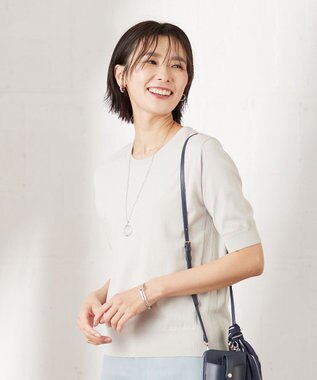 J.PRESS LADIES 【洗える】 BASIC HI-COTTON クルーネック ニット ライトグレー系