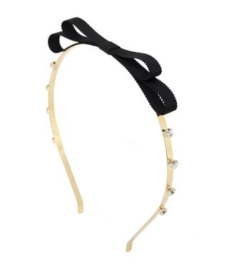 Maison de FLEUR グログランリボンメタルビジューカチューシャ Black