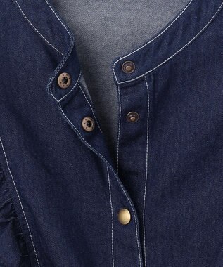 Feroux 【洗える】デニムミディ ワンピース ネイビー系