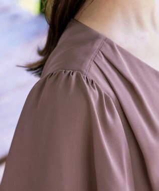 Tiaclasse 【洗える】シフォンフレアスリーブブラウス ピンクモカ