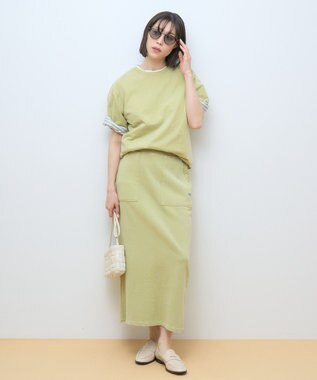 AMERICAN HOLIC DISCUS 加工裏毛ナロースカート Pistachio