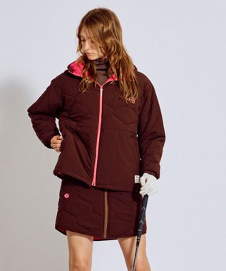 PW CIRCULUS 【撥水加工 / ストレッチ】【WOMEN】キルティング中綿ブルゾン ゴルフウェア レディース ダークブラウン系