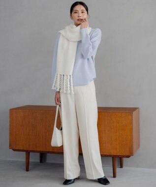 23区 【洗える】ウールカシミヤ Vネック ニット スカイブルー系