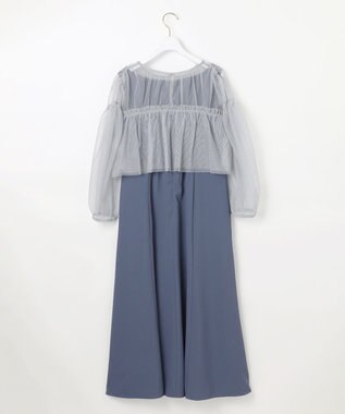 ANY SIS 【Lily Calin】チュールフリルトップス×ドレスセット ブルー×アイスグレー