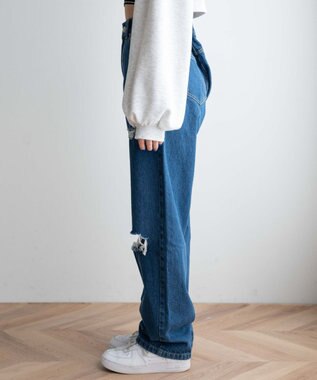 WEGO ヘビークラッシュローライズパンツ デニム中濃色